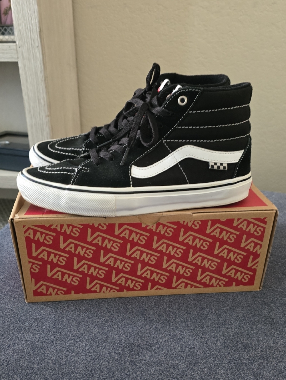 Vans Black and White Sk8-Hi High Lite Top Sneakers